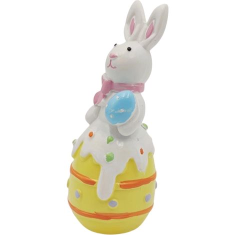 Statue Lapin De Pâques Sur Oeuf - Résine - Décoration De Table Pour Salon Et Chambre - 12 Cm - 1 Pièce (1/5)