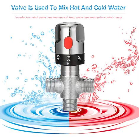 Robinet thermostatique en laiton pour cuisine et salle de bain, mitigeur thermostatique, robinet thermostatique eau chaude/eau froide pour WC (robinet thermostatique argenté 4 points) (1/5)