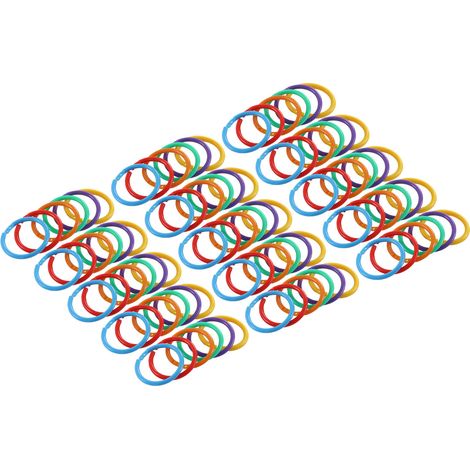 Lot de 90 anneaux plastique pour reliure multicolores 6 teintes bleu rouge vert jaune orange violet diamètre int 27mm pour classement bureau maison (1/5)