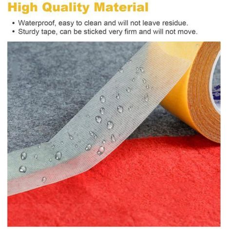 Ruban adhésif double face pour tapis, fixation forte, jaune, 50 mm x 20 m, amovible (1/4)