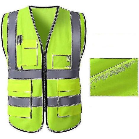 Gilet de sécurité réfléchissant, couleur vive, multipoches, compatible avec les mineurs de charbon, respirant. (1/4)