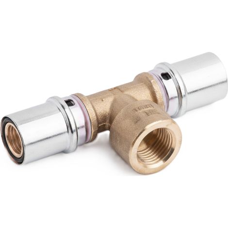 Raccordo a t femmina Ø16x1/2 in ottone nichelato per tubo multistrato pex-al-pex balpex mp bampi mptf1612