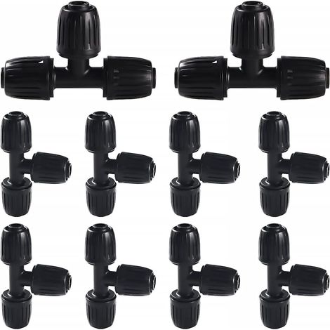 10 Pièces16mm Raccords D'irrigation Goutte à Goutte, Connecteur de Tuyau en T Barbelé, Connecteur de Tuyau D'irrigation, Connecteur D'Irrigation Goutte à Goutte, pour Jardin, Pelouse (Noir)