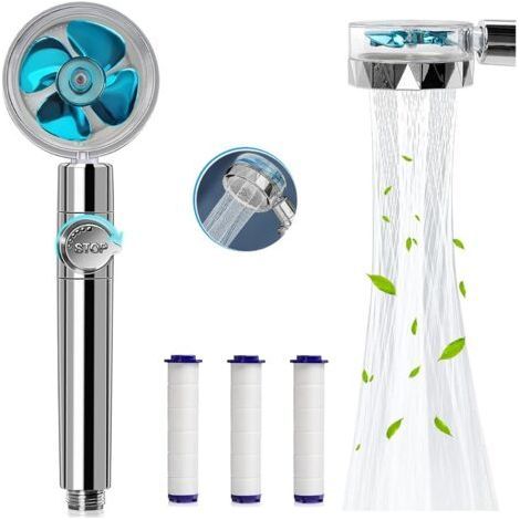 Handheld shower head with 3 replaceable PP cotton filters (1/4)