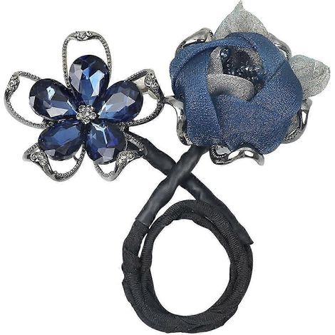 (G) Chignon à fleurs, queue de poisson, strass et plumes, fer à friser, torsadé, cheveux longs, fixation rapide (1/5)