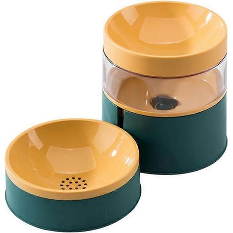Élégant bol pour chat, set gamelle anti-renversement avec distributeur d'eau, gamelle double pour nourriture et eau, bol stable antidérapant, design moderne pour animal de compagnie. (1/4)