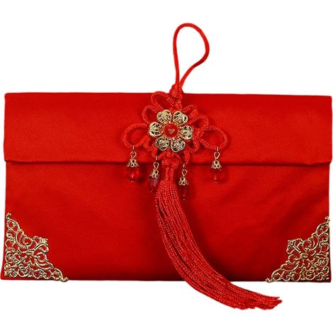 1 Enveloppe rouge, tissu brodé métal, cérémonie thé mariage fiançailles, cadeau traditionnel (1/5)