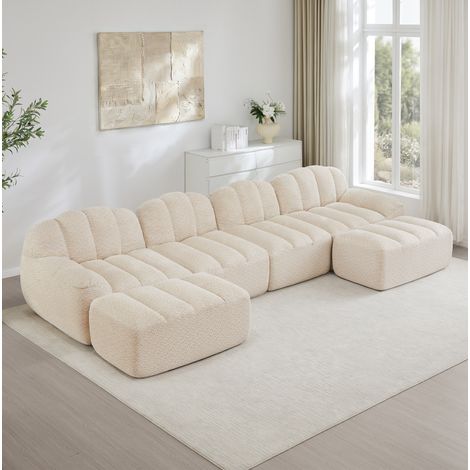 Modulares Sofa U-Form 4-Sitzer mit Ottoman Beige OKMYHOME (1/5)