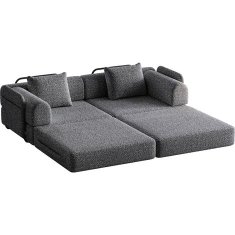 Canapé 2-en-1 convertible avec rangement dans l'accoudoir et structure en acier (1/5)