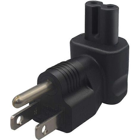 Adaptateur secteur Nema 5-15P vers C7, connecteurs mâle-femelle coudés, boîtier en PVC pour alimentation électrique (1/4)