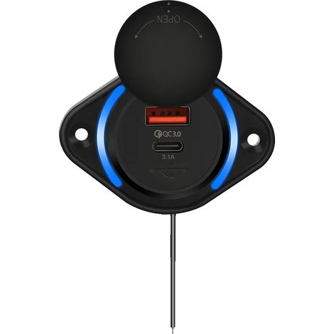 Toma de corriente para coche, tecnología de carga rápida, dos puertos USB, 3,1 A QC3.0 (1/2)