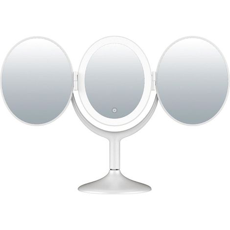 Miroir de maquillage LED à trois panneaux, tactile, luminosité réglable, grossissement 2,5x (pliable) (1/5)
