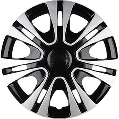 Couverture de Roue de Voiture. Accessoire de Voiture Couvre-Roues universels Enjoliveurs 15 Pouces Remplacement à Clipser (Black Silver, 15 inches) (1/5)