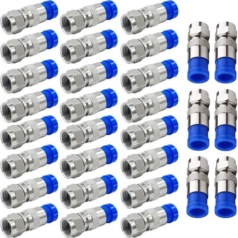 30 Stücke RG6 F Typ Kompressionsstecker Koaxialadapter, F-Quick Mount Stecker für Koaxial-Kabel (1/5)