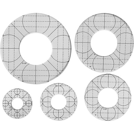 5 modèles de cercles pour patchwork, règles de couture antidérapantes avec poignée basse pour quilting (1/4)