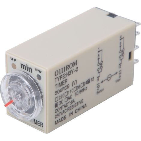 Relais temporisé H3Y-2 8 broches haute précision pour appareils électroménagers et fournitures électriques, temporisation 0-10 minutes, 12 V CC (1/5)