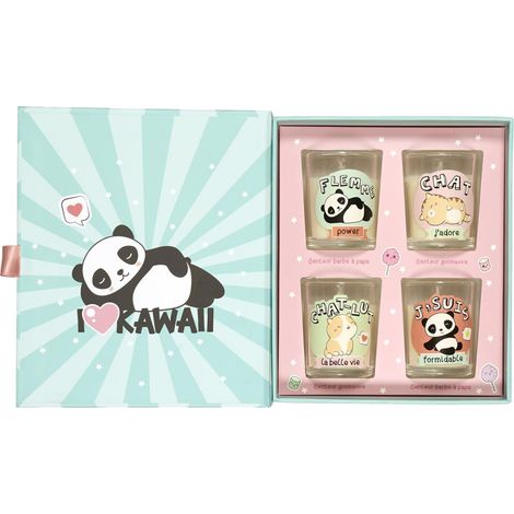 Coffret 4 Bougies Parfumées "Kawaii" 19cm Guimauve (1/5)
