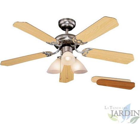 Ventilateur de plafond Orbegozo CT12105  Éclairage LED  5 pales réversibles  3 vitesses  Finition chromée  Élégant et perfo