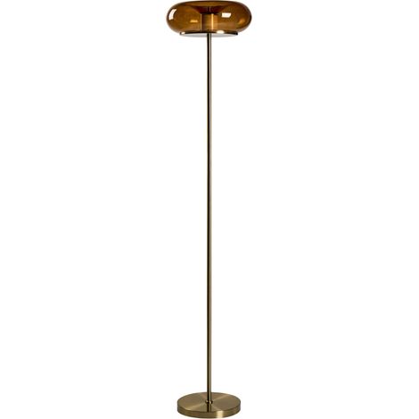 Lampada da terra a LED con paralume ovale in vetro e base in metallo marrone Nith (1/5)