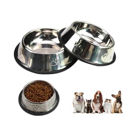 BUNTHAUS 2 Gamelles, 18cm, Gamelle Chien, Inoxydable Bols Chat Alimentaire en Acier Antidérapantes avec Base en Caoutchouc, Gamelles d'eau pour Animaux de Compagnie de Petite Taille, (1/4)