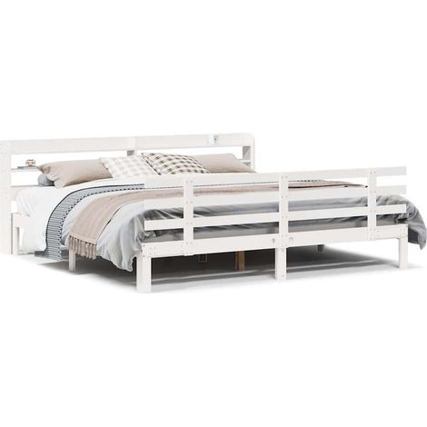 Estructura de cama con cabecero sin colchón blanco 200x200 cm (1/5)