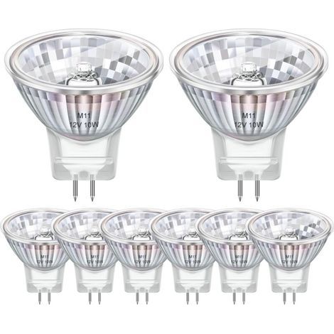 Pack de 8 Ampoule Halogene GU4 MR11 12V 10W, Ampoule Halogène MR11 2800k Blanc Chaud Dimmable, GU4 Halogene Pour Maison, Paysage, Encastré, Eclairage Sur Rail [Classe énergétique G] (1/5)