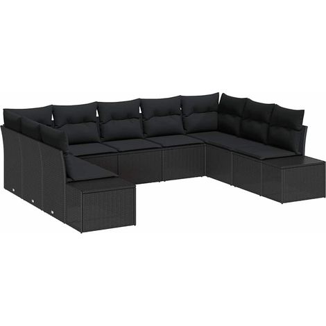 Maison Exclusive - Set Divano da Giardino con cuscino 9 pcs Nero Polyrattan