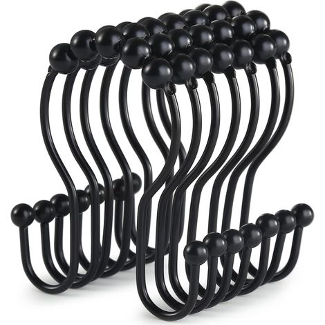 Tringle de douche acier inoxydable noir résistant 1 anneau (1/5)