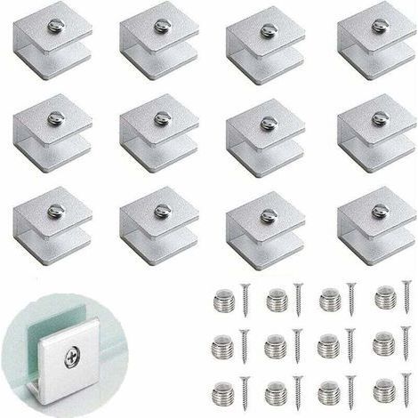 Glass Clip Set of 12, Adjustable Glass Partition Bracket, 6-8mm Glass Shelf Bracket, Aluminum Alloy Shelf Bracket, Suitable for Bathroom and Balcony (1/4)