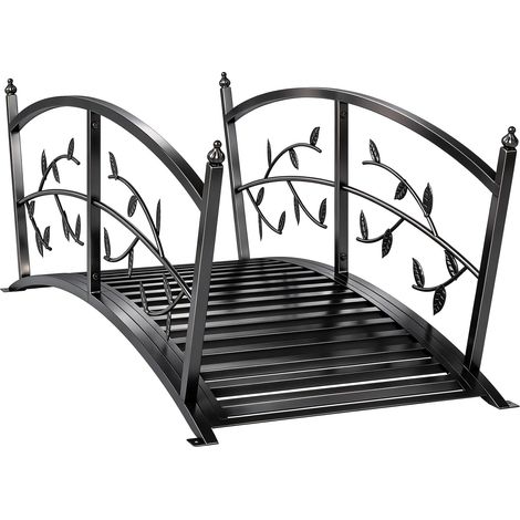 Pont de jardin en métal, 120 cm, pont pour bassin avec rambarde de sécurité, aspect antique, résistant à la rouille, montage facile (1/5)