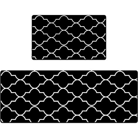 Direct supply anti-fatigue kitchen mat, washable doormat, entrance mat, PVC foam mat - black with crown pattern - 4470CM