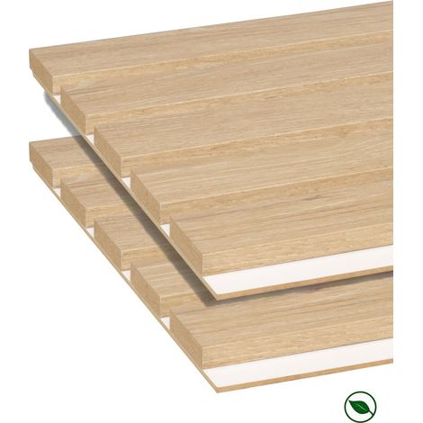 Lot de 2 Panneaux tasseaux MDF Chêne clair sur fond Blanc 2770 x 300 x 20 mm - 1,662 m² PEFC 70%