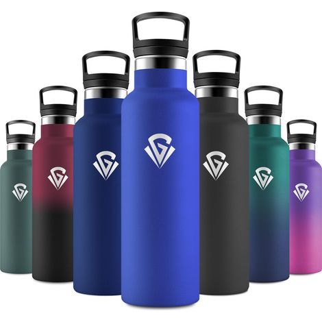 Gourde Inox 500ml, Bouteille d'eau avec Paille, Étanche et Réutilisable, sans BPA, pour Adulte, l'école, Voyage, Randonnée, Sport (1/5)