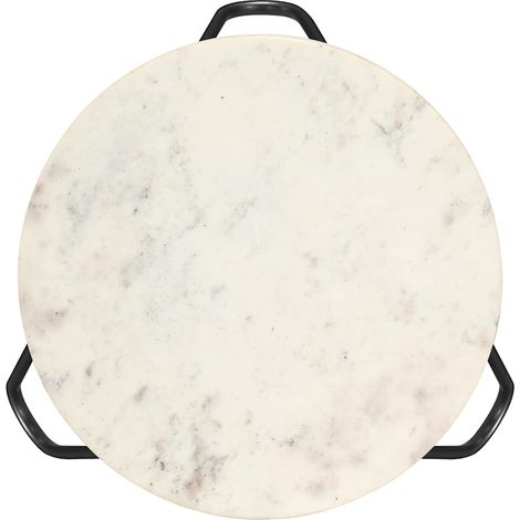 Maison Exclusive - Table basse Blanc 40x40x40 cm Pierre véritable texture marbre (1/5)