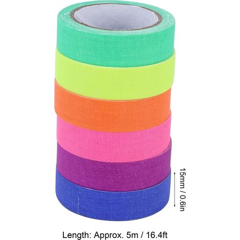 Ruban adhésif fluorescent UV en coton 6 couleurs pour événements nocturnes, haute adhérence, idéal pour les plateaux de cinéma, les accessoires de magie, 5 mètres d'autocollants de signalisation mats (1/5)