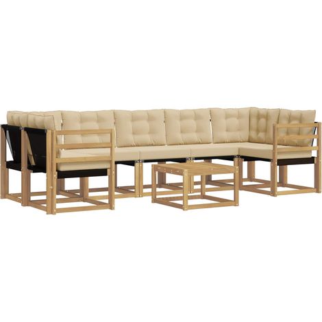 Ensemble de canapés d'extérieur 8 pc Blanc et Beige vidaXL
