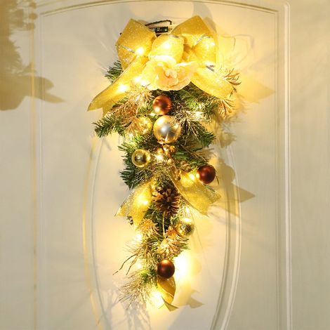 Guirlande De Noël Artificielle - Sapin PE PVC Pré-Éclairée - 20 Ampoules LED Blanc Doux - 2 Mètres - Intérieur Extérieur - 60 X 30 Cm - 1 Pièce (1/5)