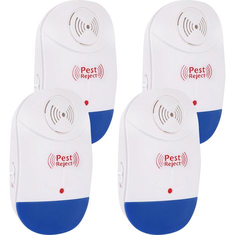 Lot de 4 répulsifs anti-nuisibles améliorés à brancher pour intérieur - souris, moustiques, insectes, bestioles, fourmis, araignées, cafards, rongeurs, rats