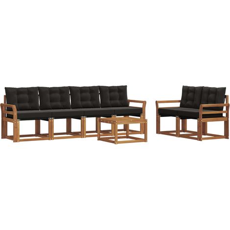 Conjunto de sofás de exterior 7 uds. Natural y negro vidaXL (1/5)