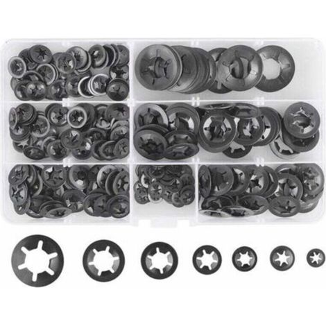 280 Pcs Rondelles De Blocage Rondelles De Verrouillage, Rondelles À Verrouillage Rapide De Rondelles De Verrouillage En Acier M3 M4 M5 M6 M8 M10 M12, 7Tailles, Noir (1/4)