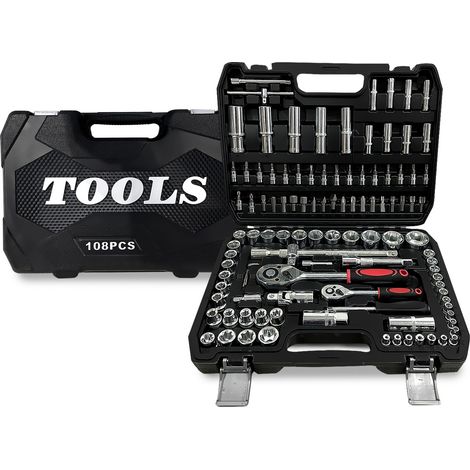 Coffret Kit Outils 108 pcs BM TOOLS BMT-108-PCS Clé à Cliquet Douille Acier Vanadium Douilles, Mécanicien, Garagiste, Bricoleur (1/5)