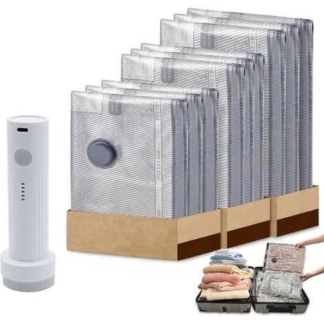Ensemble de sacs de rangement sous vide Traverse-border pour vêtements, couettes et articles de literie, avec système d'extraction d'air spécial. (1/5)