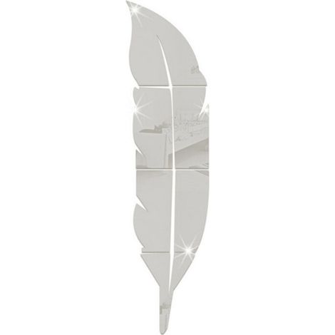 Plume Miroir Sticker Mural Montage Autocollant Stéréo Petit cm 3D 7318 Acrylique Argent (1/4)