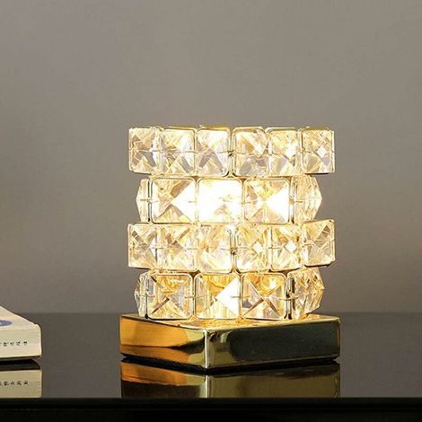 Retro Kristall Tischlampe, Edle Kristall Nachttischlampe, Dekorative Nachttischlampe, E27 Tischlampe, für Schlafzimmer, Wohnzimmer, Ankleidezimmer (Ohne Leuchtmittel). (1/5)