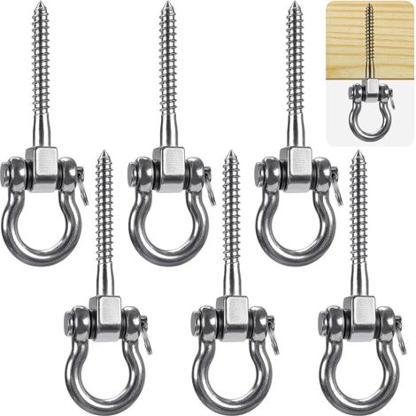 Lot de 6 Crochets Pivotants Acier Inox Support 180° Charge Lourde pour Hamac Yoga et Aire de Jeux (1/5)