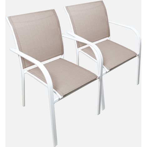 Silla de jardín de aluminio y textileno, set de 2