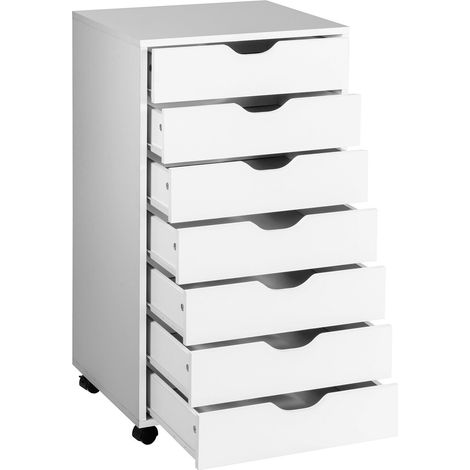 7 Drawer Chest Storage Dresser Floor Cabinet Organizer w/ Wheels Home Office