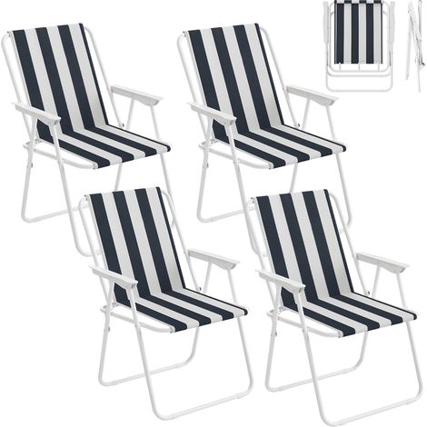 WOLTU 4x Sedia da campeggio pieghevole Sedia pieghevole Sedia da giardino con braccioli Bianco+Blu
