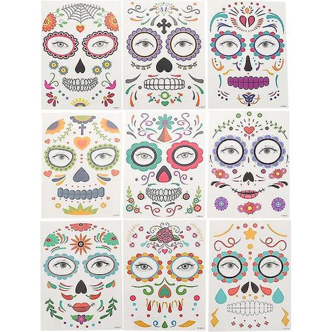 9 Blatt lustige Halloween-Gesichtsaufkleber für Halloween-Dekorationen (1/3)