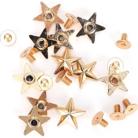 Star Shape Rivet Studs DIY Clothes Shoes Decoration Accessories with Screws 14mmGold (1/5)